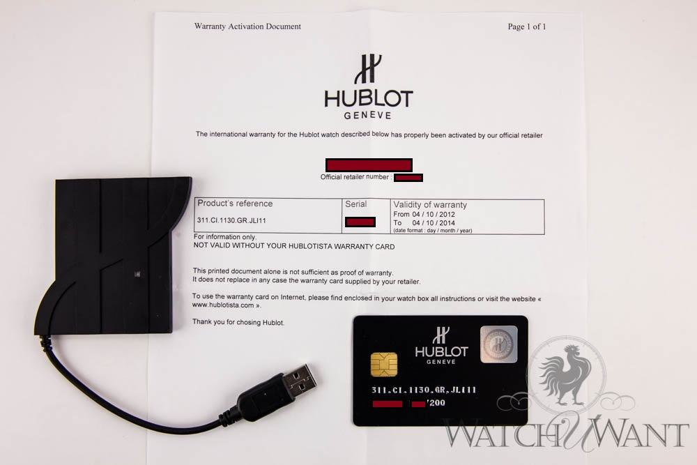 hublot warranty card
